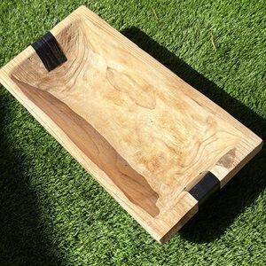 Sonoma Natural Wood Tray with Black Accents